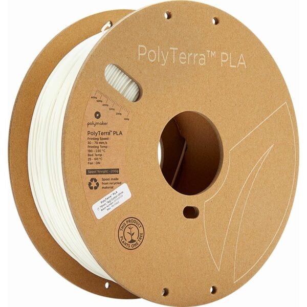 [MOQ: 10KG] PolyTerra PLA Cotton White, 1.75 mm / 1000 g