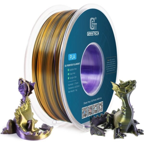 [MOQ: 10KG] PLA Silk Tri-Colour Purple+Gold+Black, 1.75 mm / 1000 g