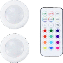 Remote Controlled 16-colour RGBW Puck Lights, 2 pcs