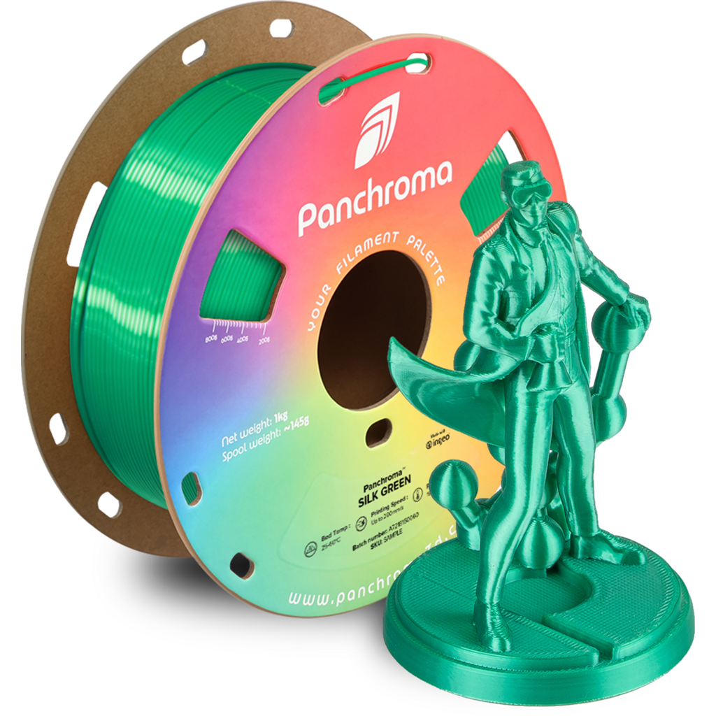 [MOQ: 10KG] Panchroma? PLA Silk Green, 1,75 mm / 1000 g