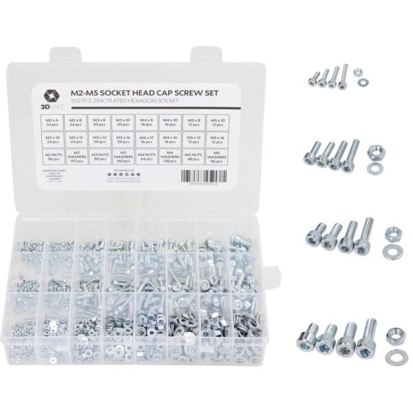 M2-M5 Socket Head Screw Set (ISO4762 / DIN912), 1152 pieces