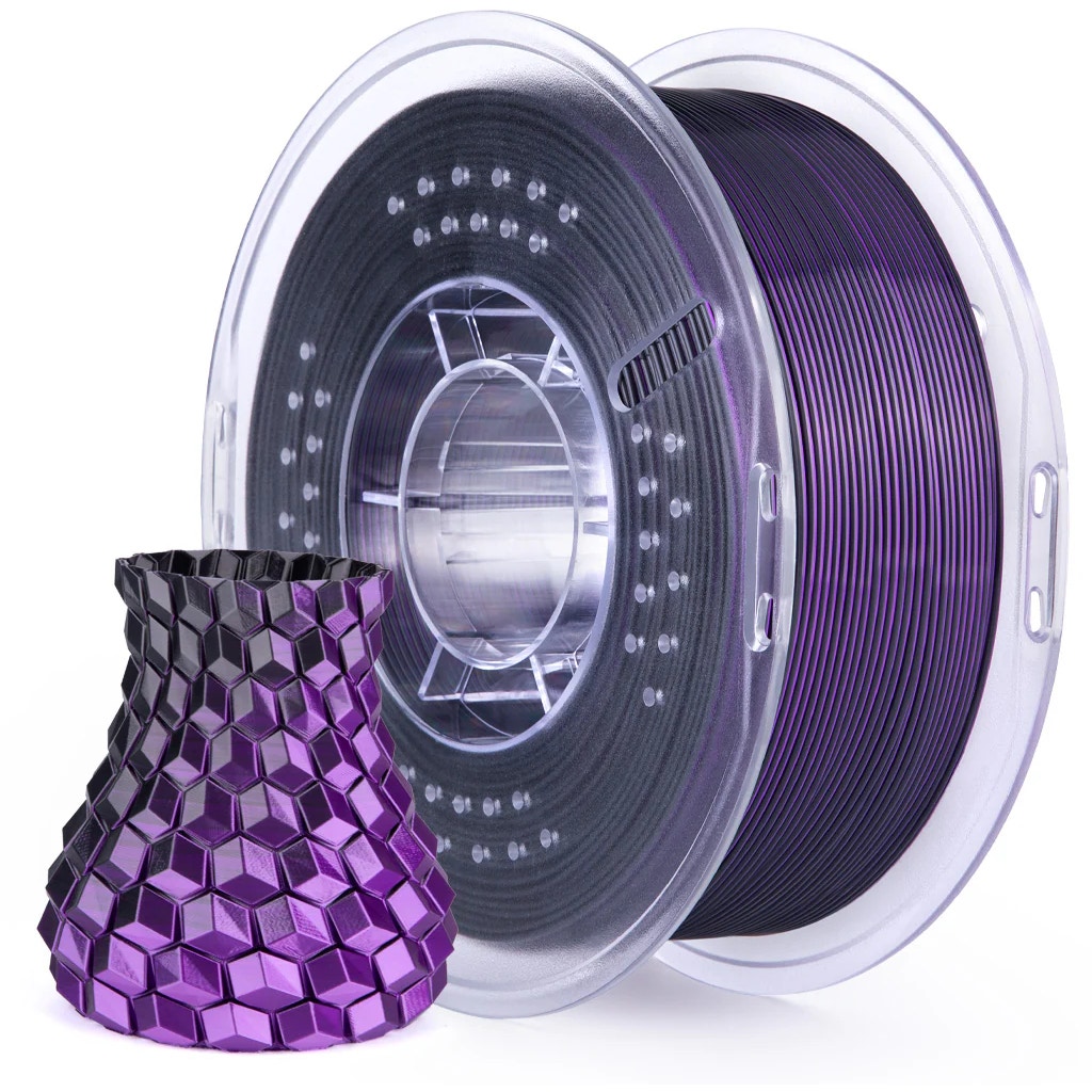 [MOQ: 10KG] PLA Silk Black Purple, 1.75 mm / 1000 g
