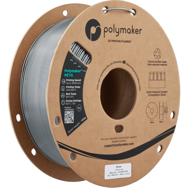 [MOQ: 10KG] PETG Silver, 1.75 mm / 1000 g
